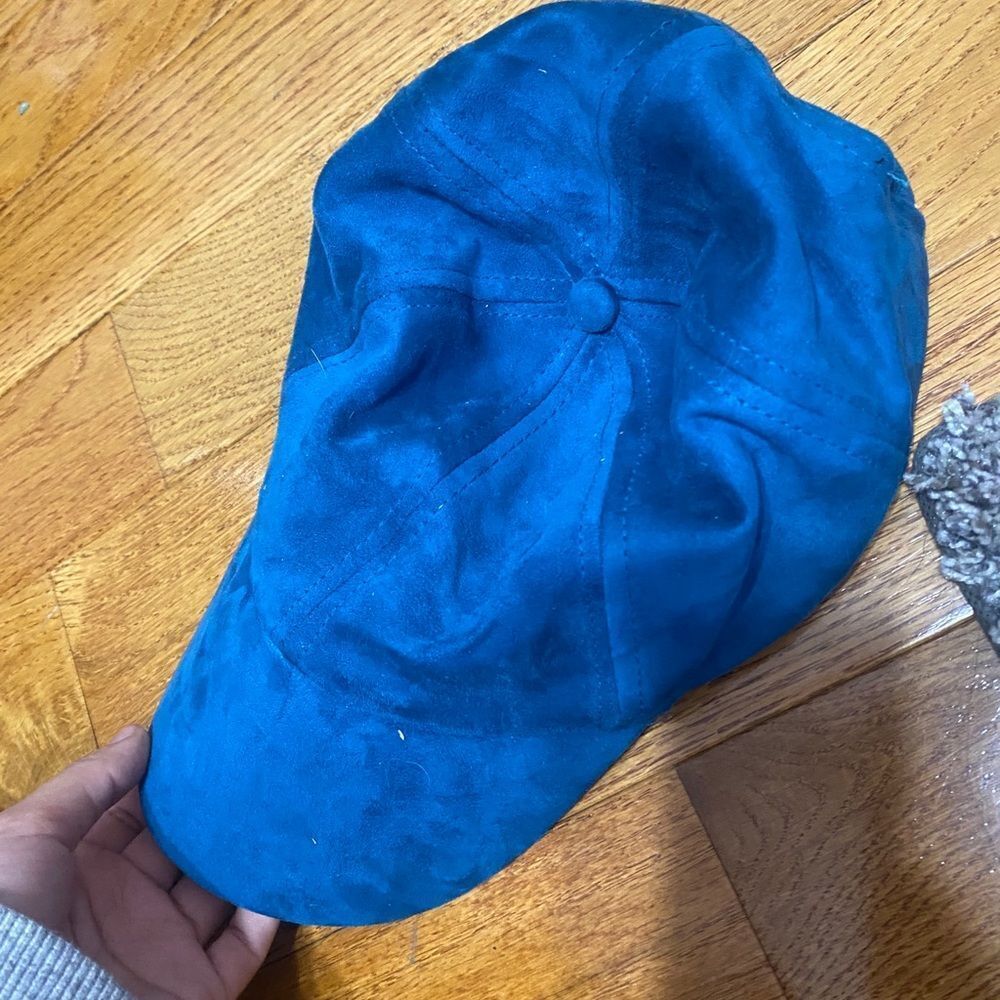 Chatties Blue Faux Suede Newsboy Baker Boy Hat One Size